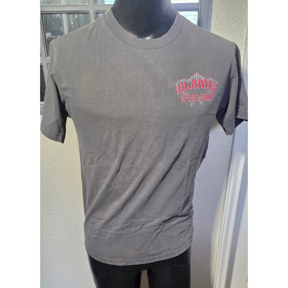 Glamis Speed Shop Mens Graphic T-Shirt Skull Piston Faded Black Gray Large